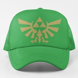 NEW Legend of Zelda Royal Crest Logo Foam Trucker Mesh Snapback GREEN